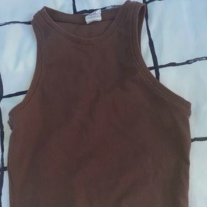 Brown Ribbed Top